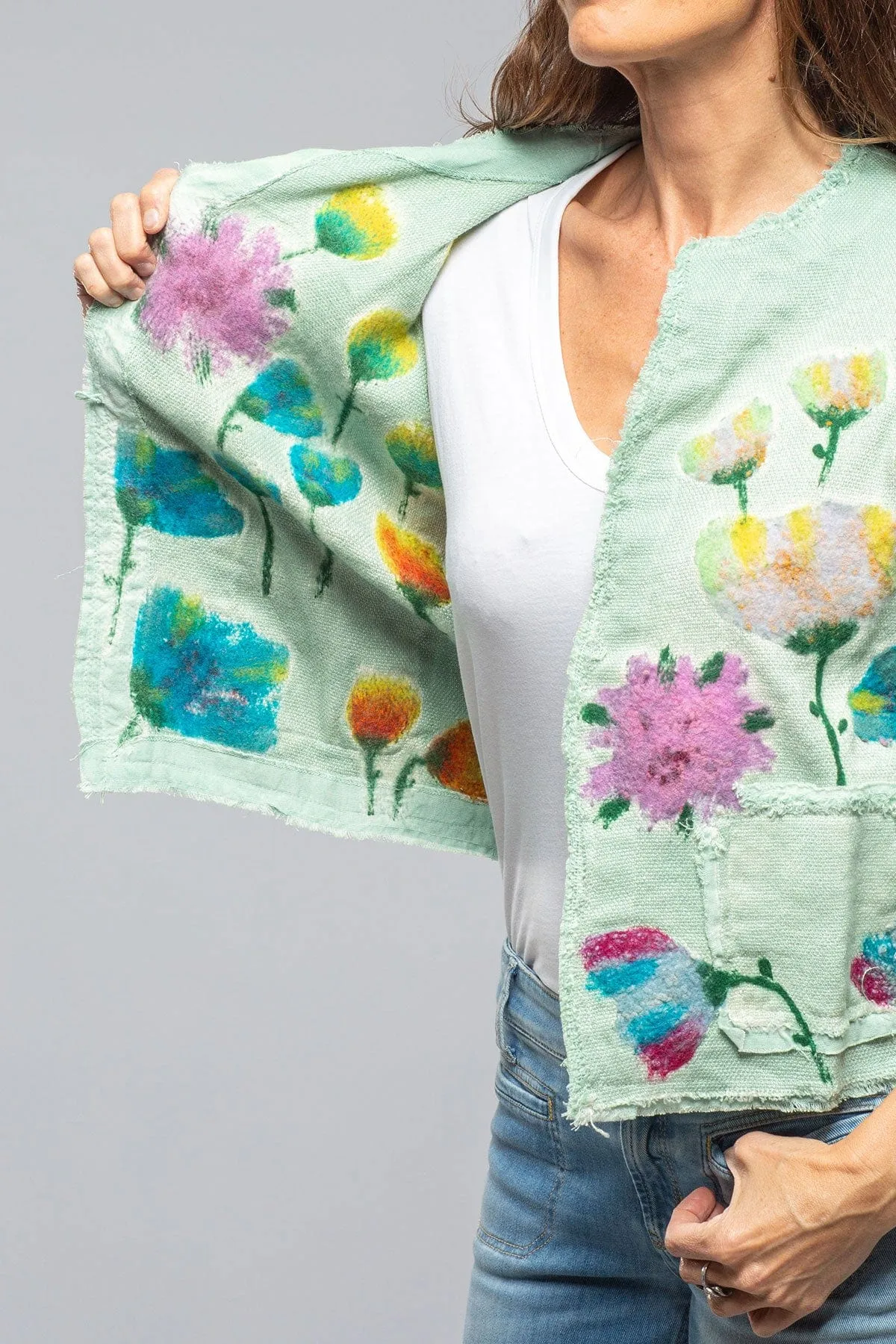 Wildflower Cropped Jacket In Jade