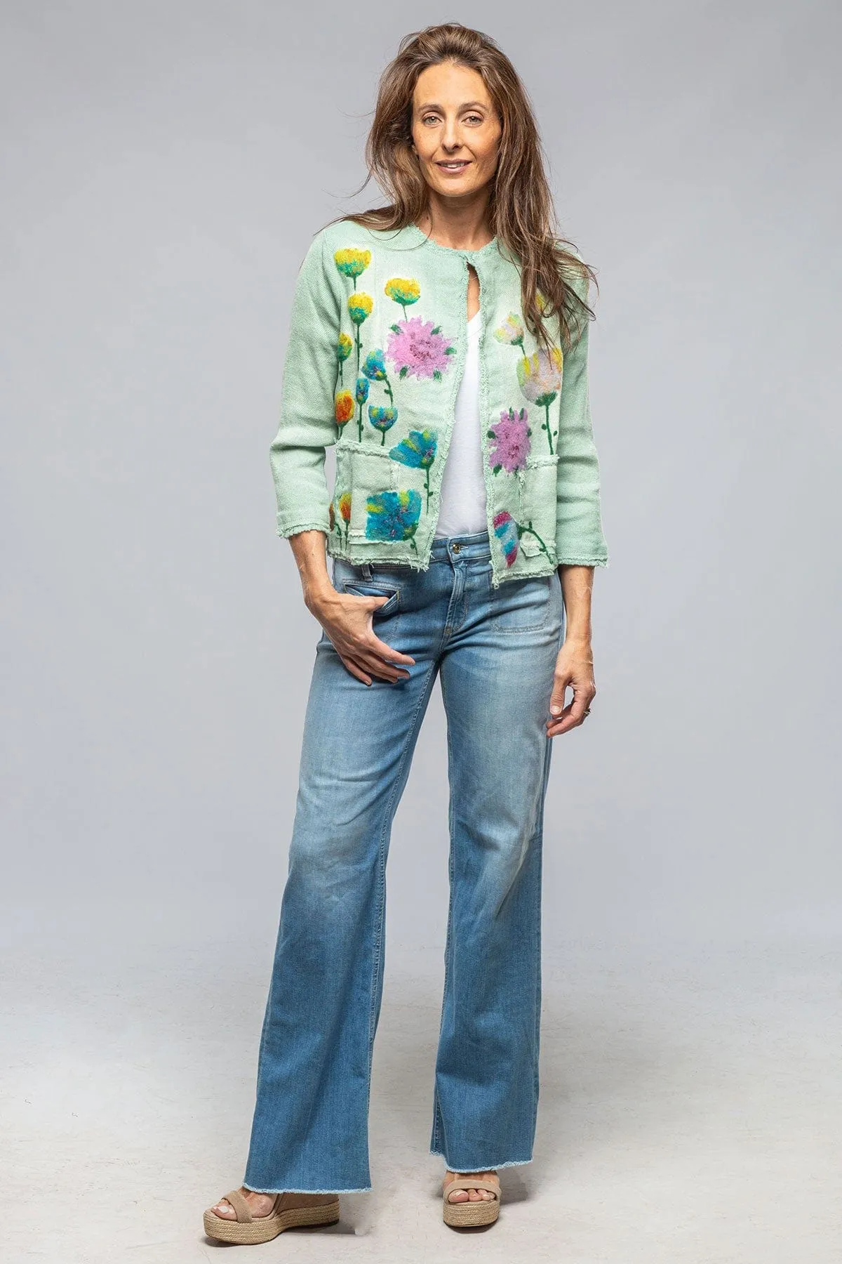 Wildflower Cropped Jacket In Jade