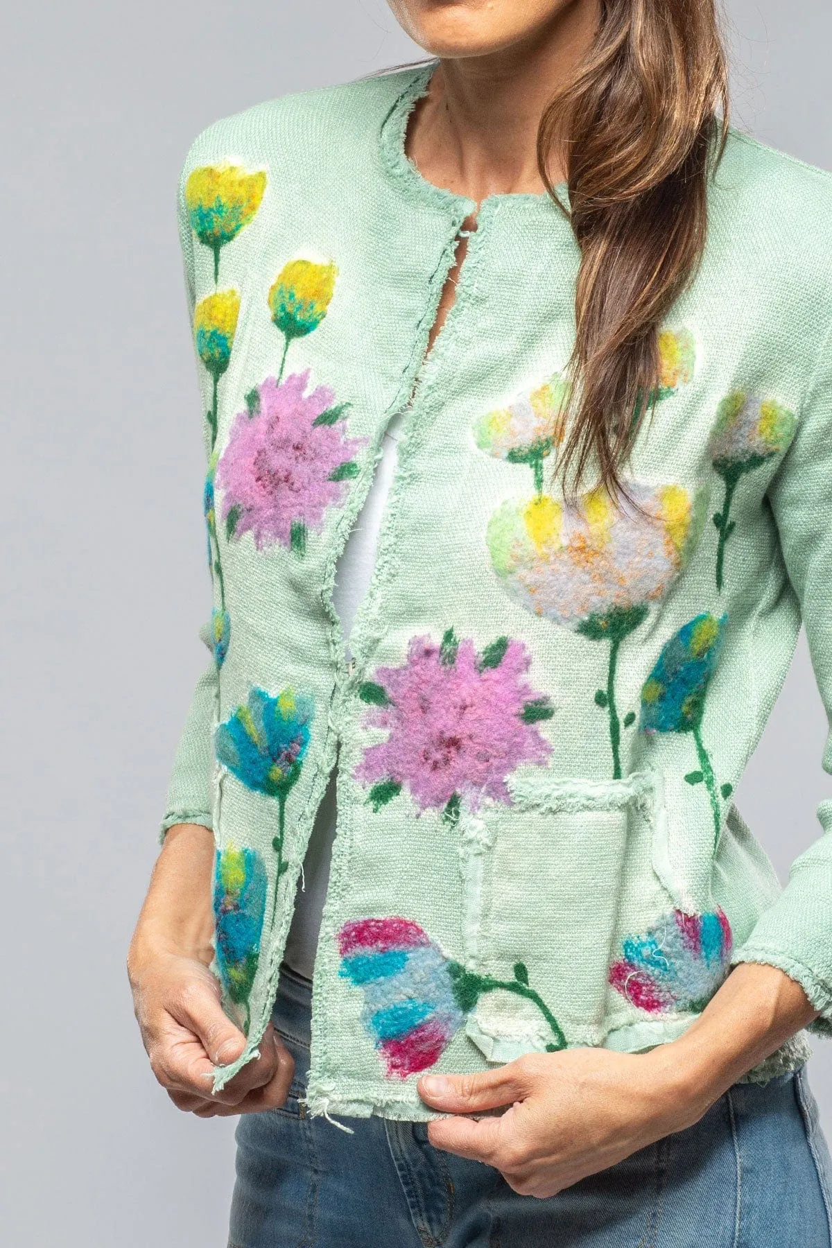 Wildflower Cropped Jacket In Jade