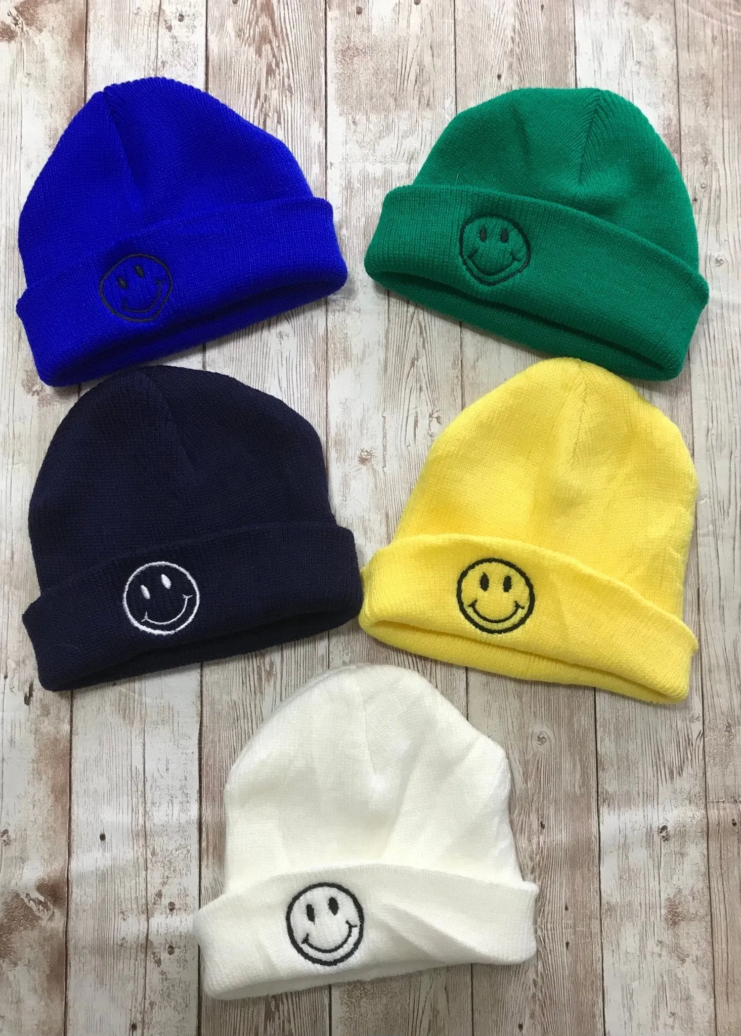 Winter Personalized Unisex Teen. Adult Smiley Skullcap Hat Beanie