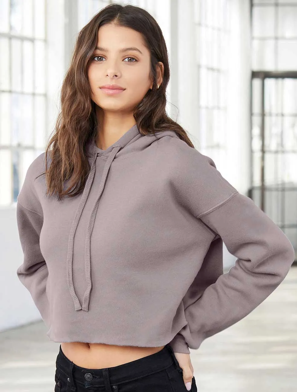 Women's Bella   Canvas Airlume Cropped Cotton Hoody (BE-220)