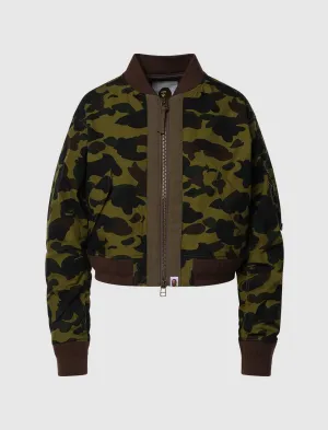 WOMEN'S CROPPED CAMO BOMBER JACKET