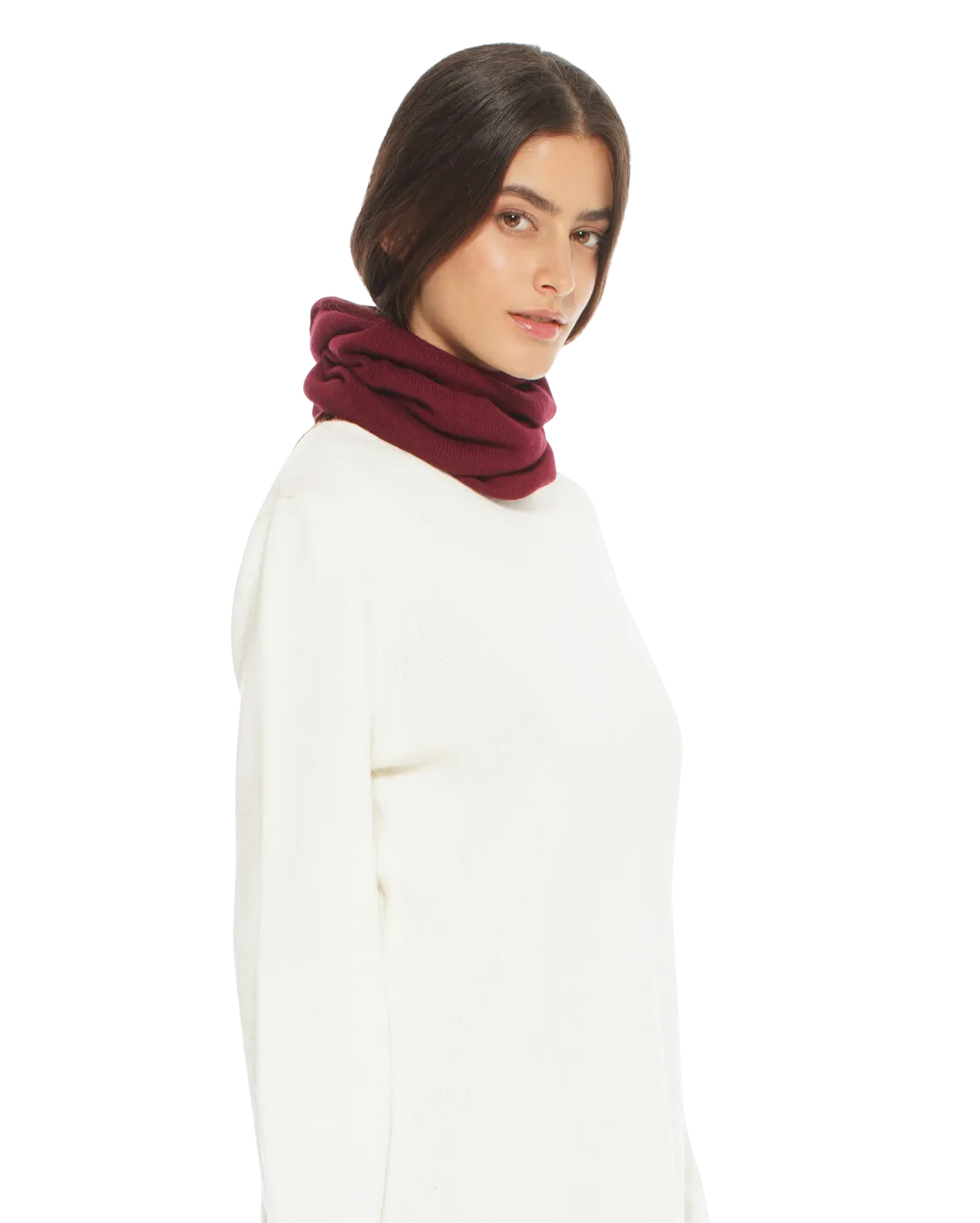 Women's Pure Cashmere Collar Scarf Bordeaux