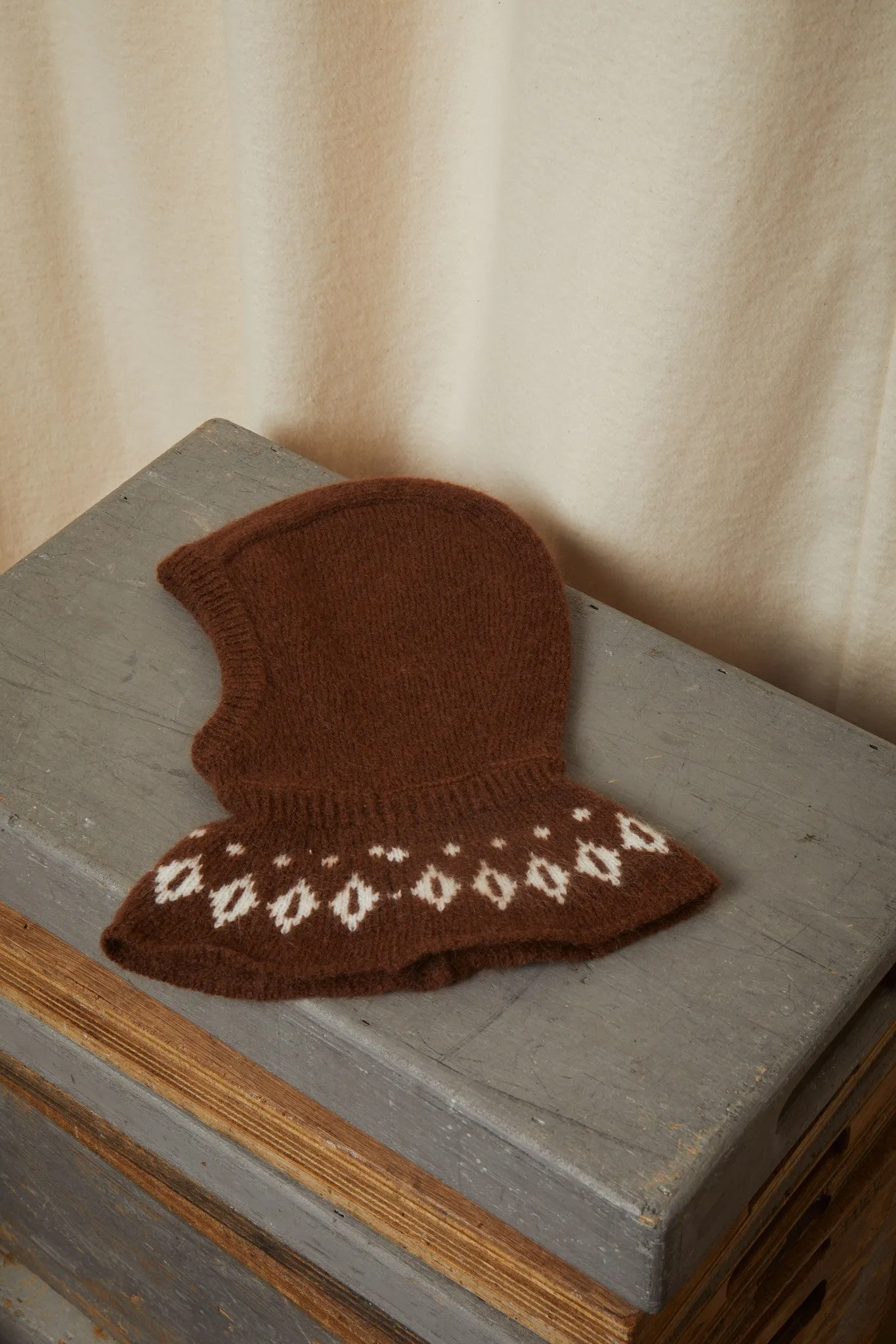 WOOL ICELAND BALACLAVA - DK BROWN/CREAM COMBI